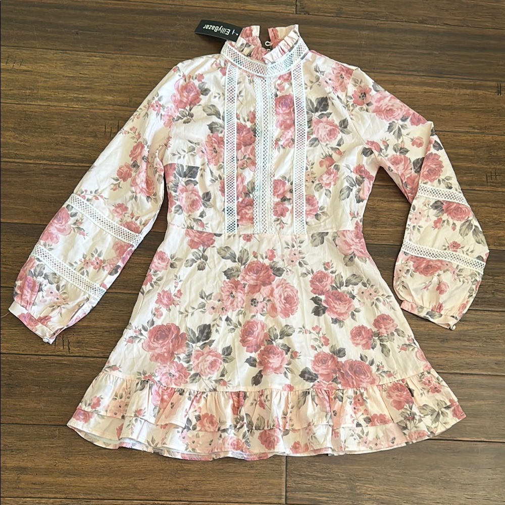 Floral Pink and White Dress